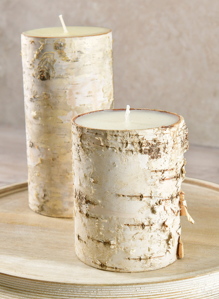 3in Wide Birch Pillar Candle Decor Jamali-garden