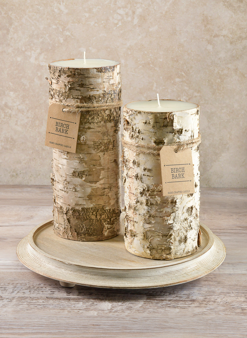 4in Wide Bark Pillar Candle Decor Jamali-garden