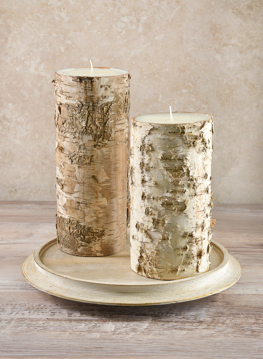 4in Wide Bark Pillar Candle Decor Jamali-garden