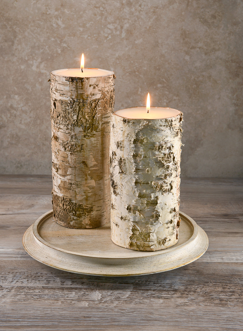 4in Wide Bark Pillar Candle Decor Jamali-garden