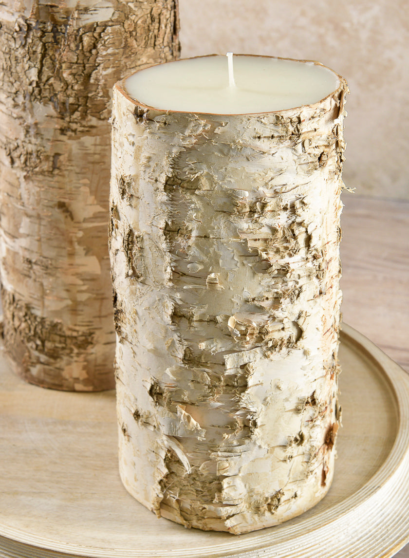 4in Wide Bark Pillar Candle Decor Jamali-garden