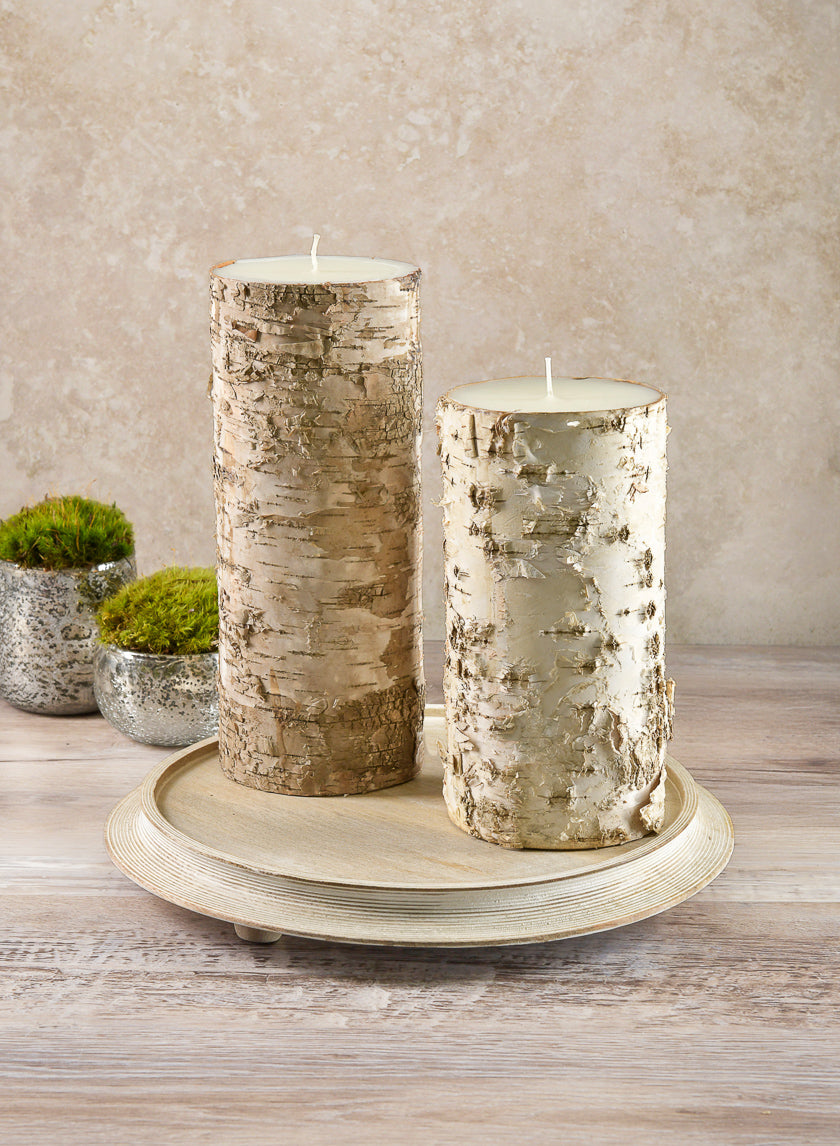 4in Wide Bark Pillar Candle Decor Jamali-garden