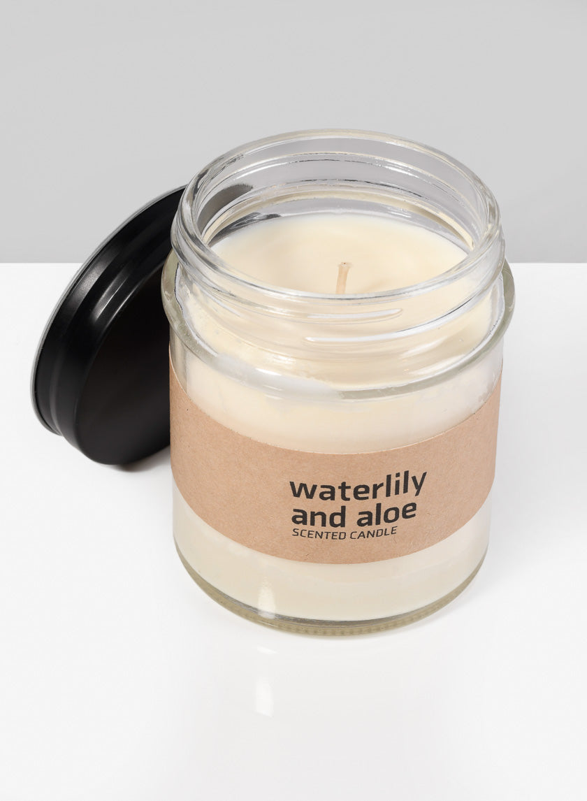 36 Hour Water Lily &amp; Aloe Scented Candle Decor Jamali-garden