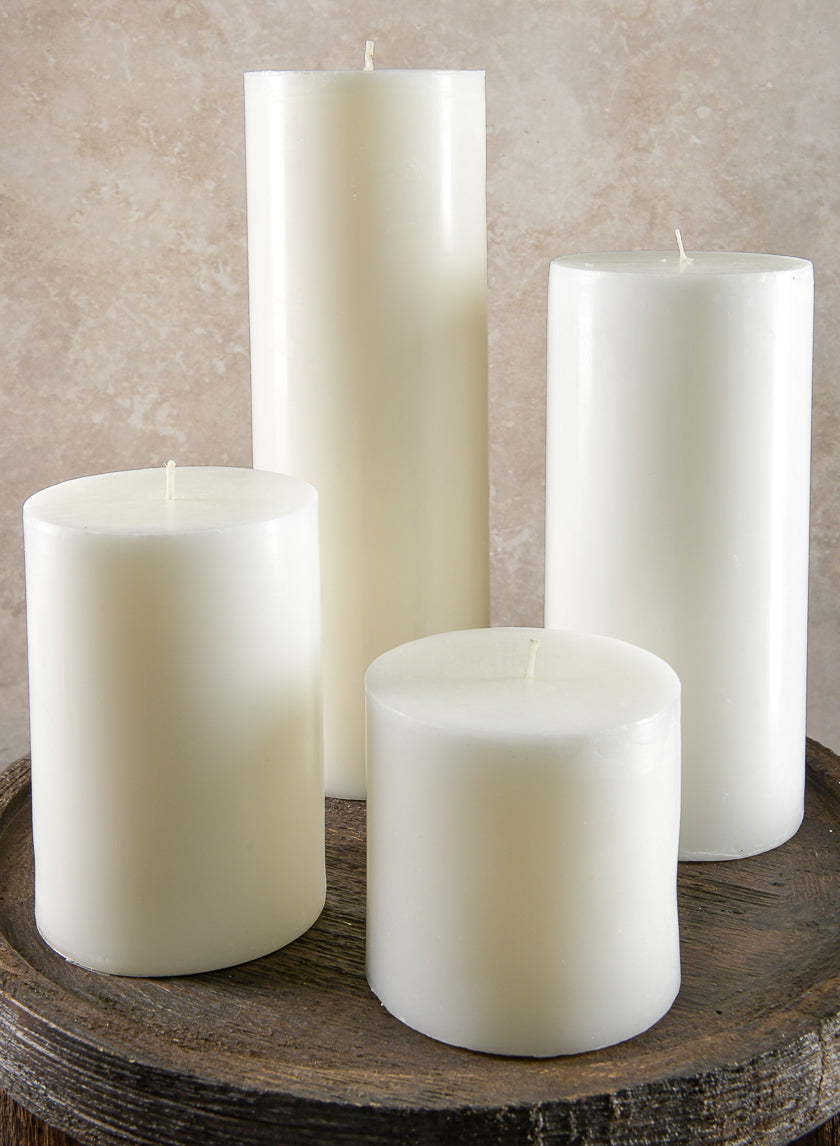 4in Wide White Pillar Candle Decor Jamali-garden