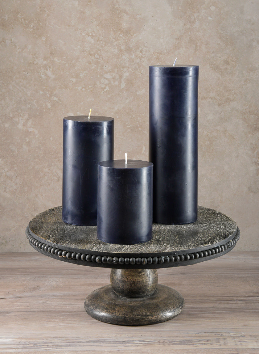 3in Wide Black Pillar Candle Decor Jamali-garden