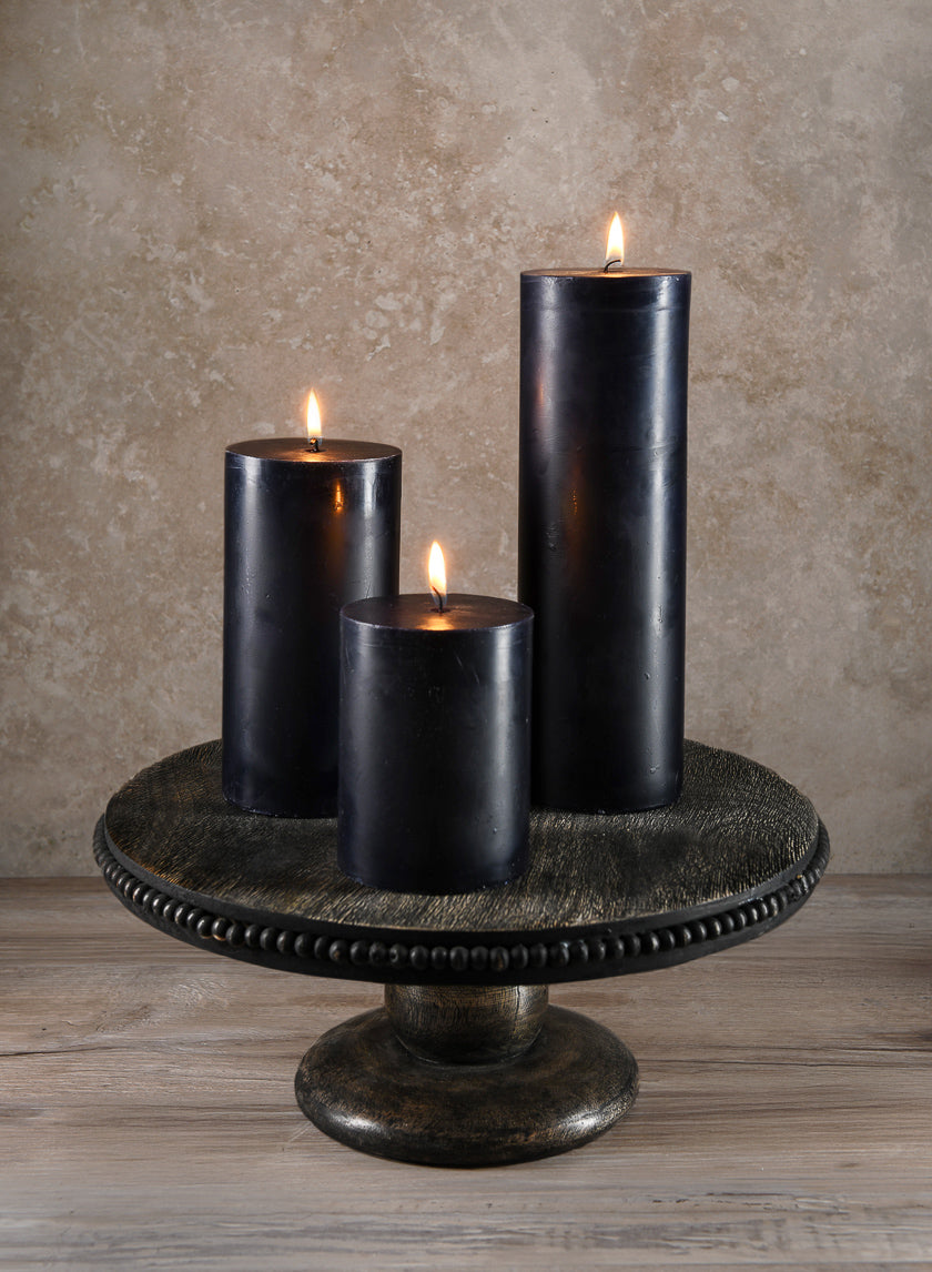 3in Wide Black Pillar Candle Decor Jamali-garden