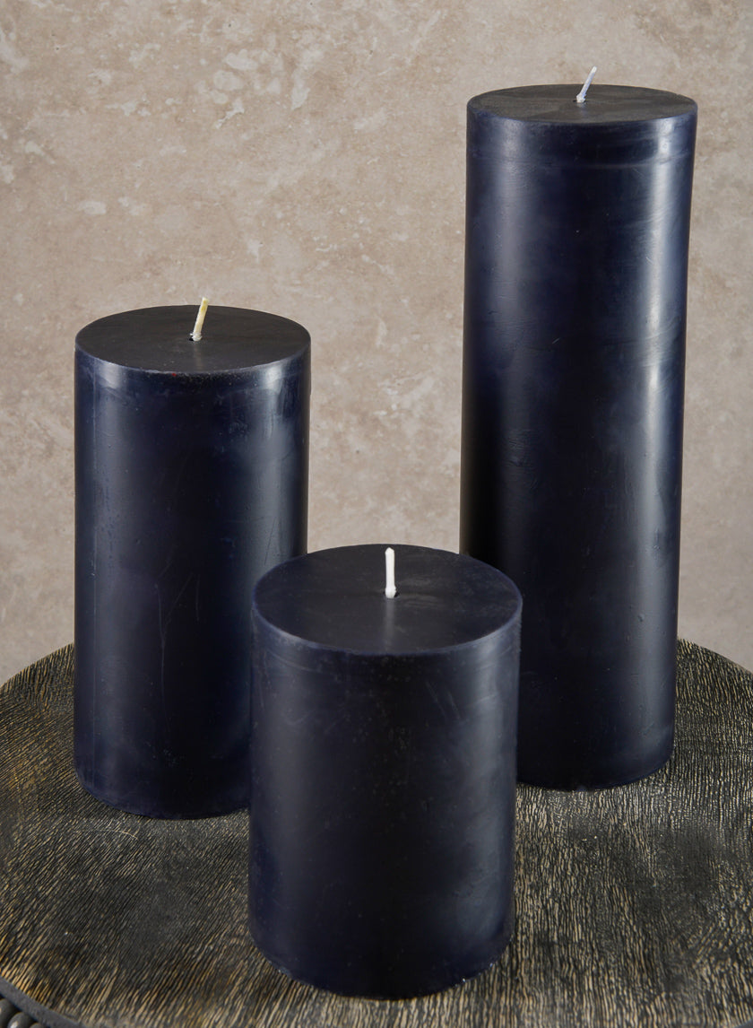 3in Wide Black Pillar Candle Decor Jamali-garden