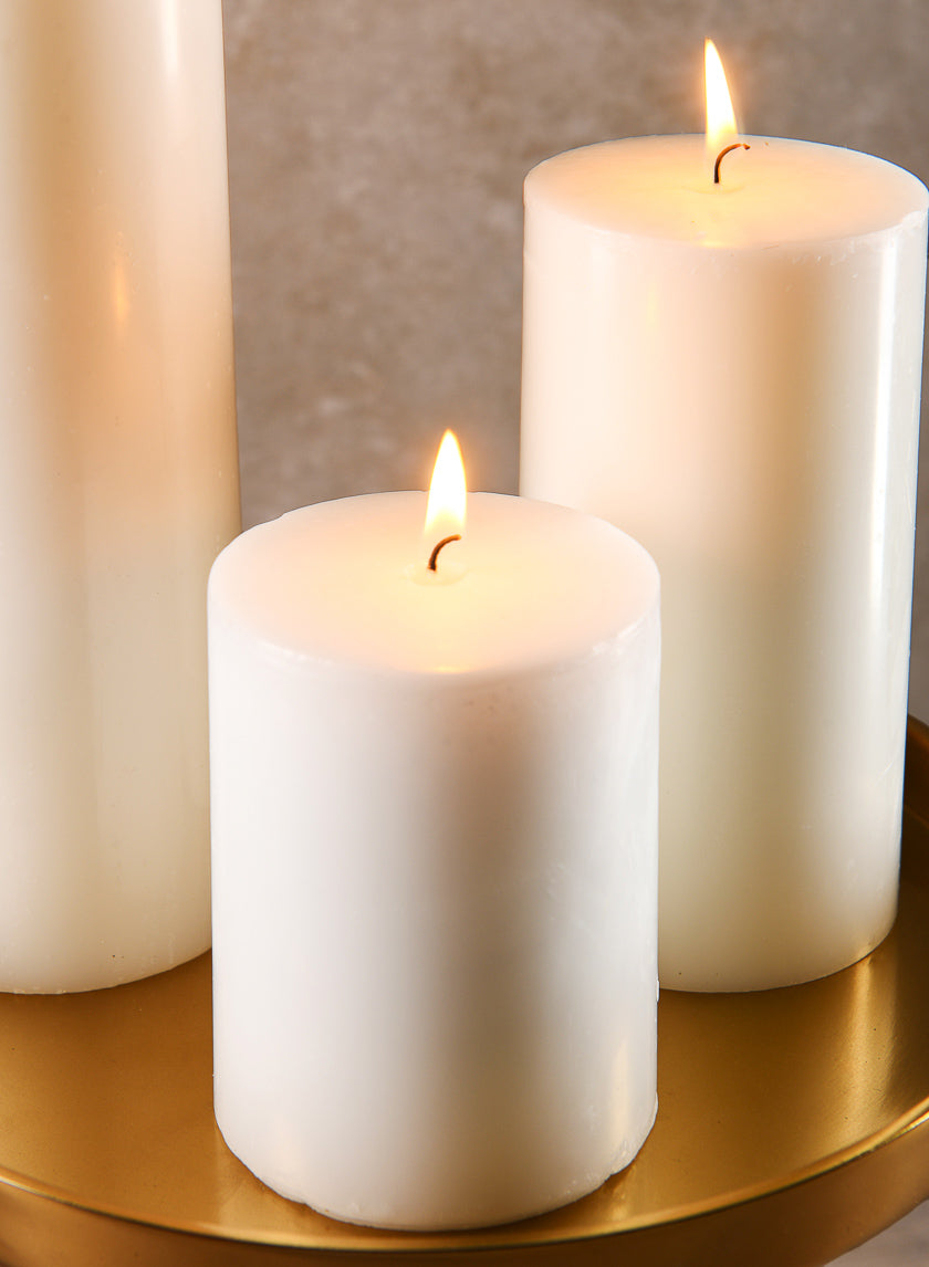 3in Wide White Pillar Candle Decor Jamali-garden