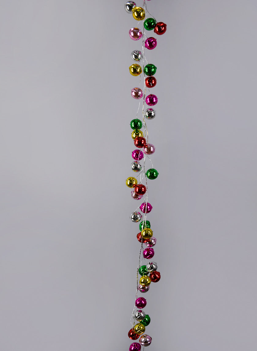 62in Long Multicolor Jingle Bell Garland Decor Jamali-garden