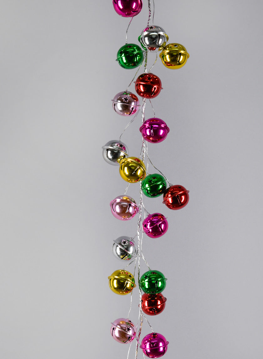 62in Long Multicolor Jingle Bell Garland Decor Jamali-garden