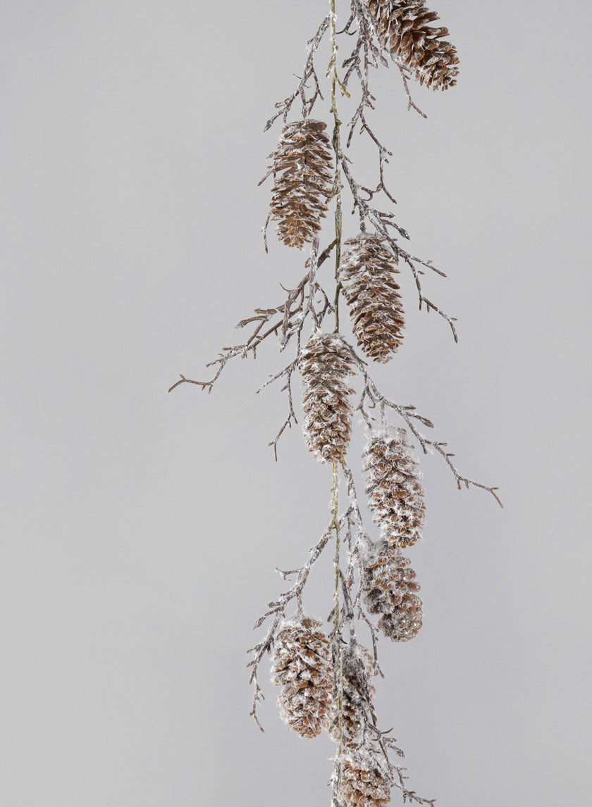 60in Long Snowed Pinecone Garland Decor Jamali-garden