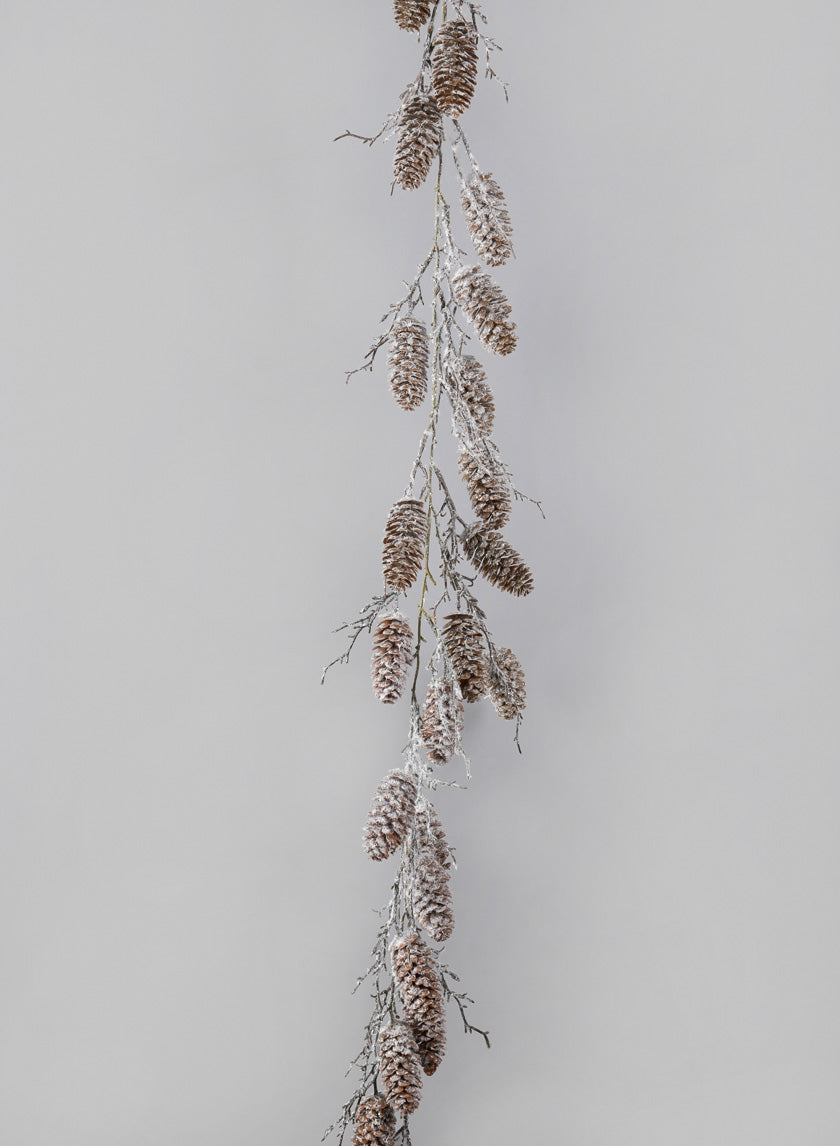 60in Long Snowed Pinecone Garland Decor Jamali-garden