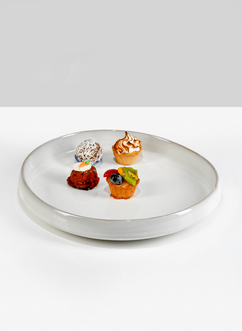 12in Ooid White Ceramic Platter Decor Jamali-garden