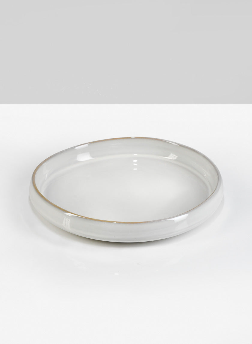 8.5in Wide Ooid White Ceramic Platter Decor Jamali-garden