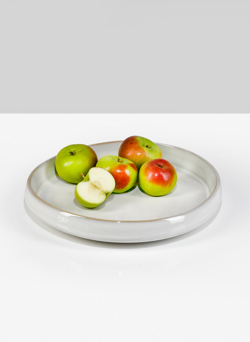 8.5in Wide Ooid White Ceramic Platter Decor Jamali-garden