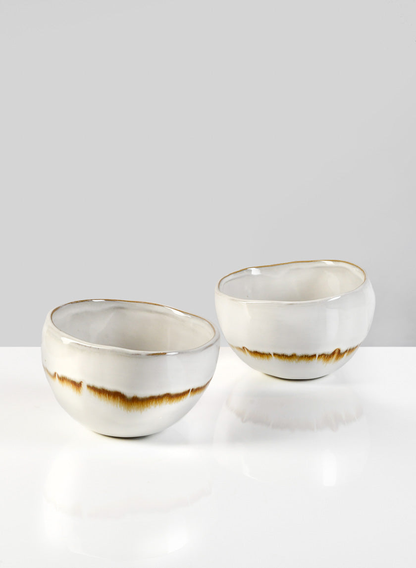5in Wide Mocha Stripe Prince Ceramic Bowl Decor Jamali-garden