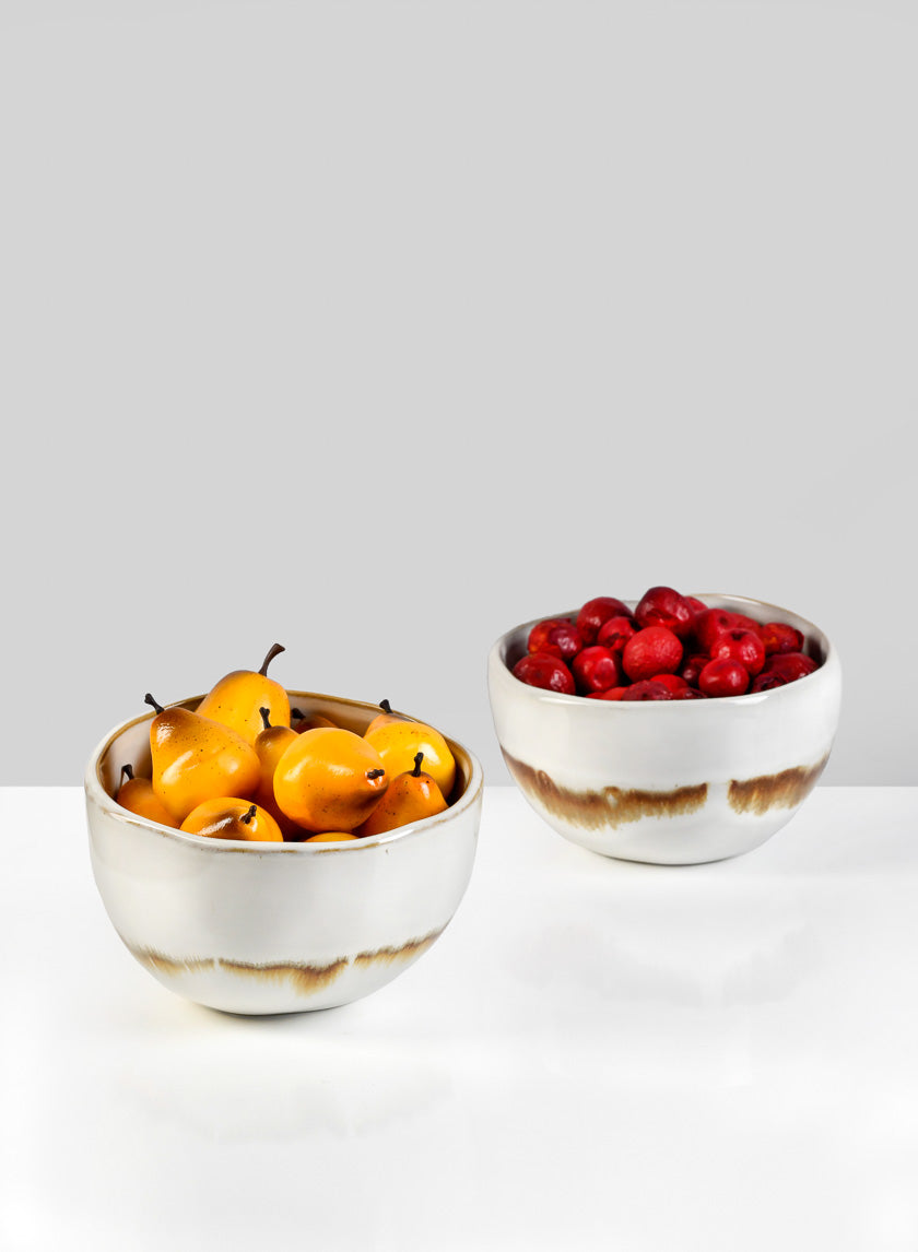 5in Wide Mocha Stripe Prince Ceramic Bowl Decor Jamali-garden