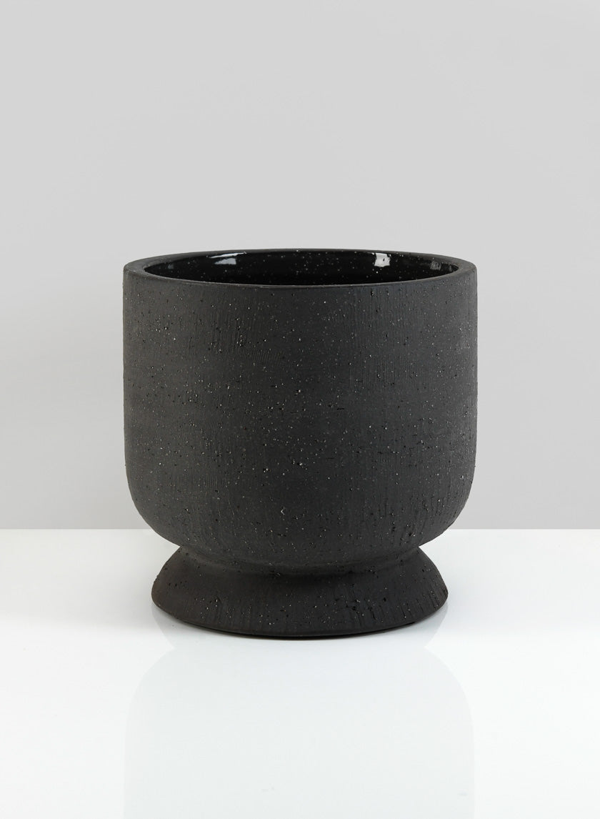 6.75in Tall Oslo Black Rustic Ceramic Pot Decor Jamali-garden
