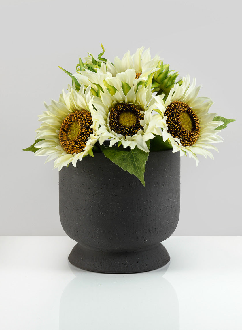 6.75in Tall Oslo Black Rustic Ceramic Pot Decor Jamali-garden