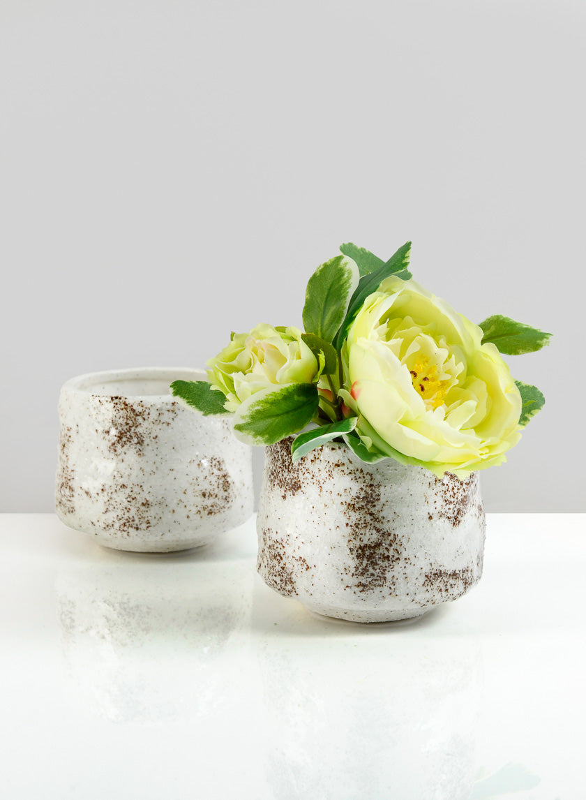 3.75in Tall Taino White Ceramic Glazed Pot Decor Jamali-garden