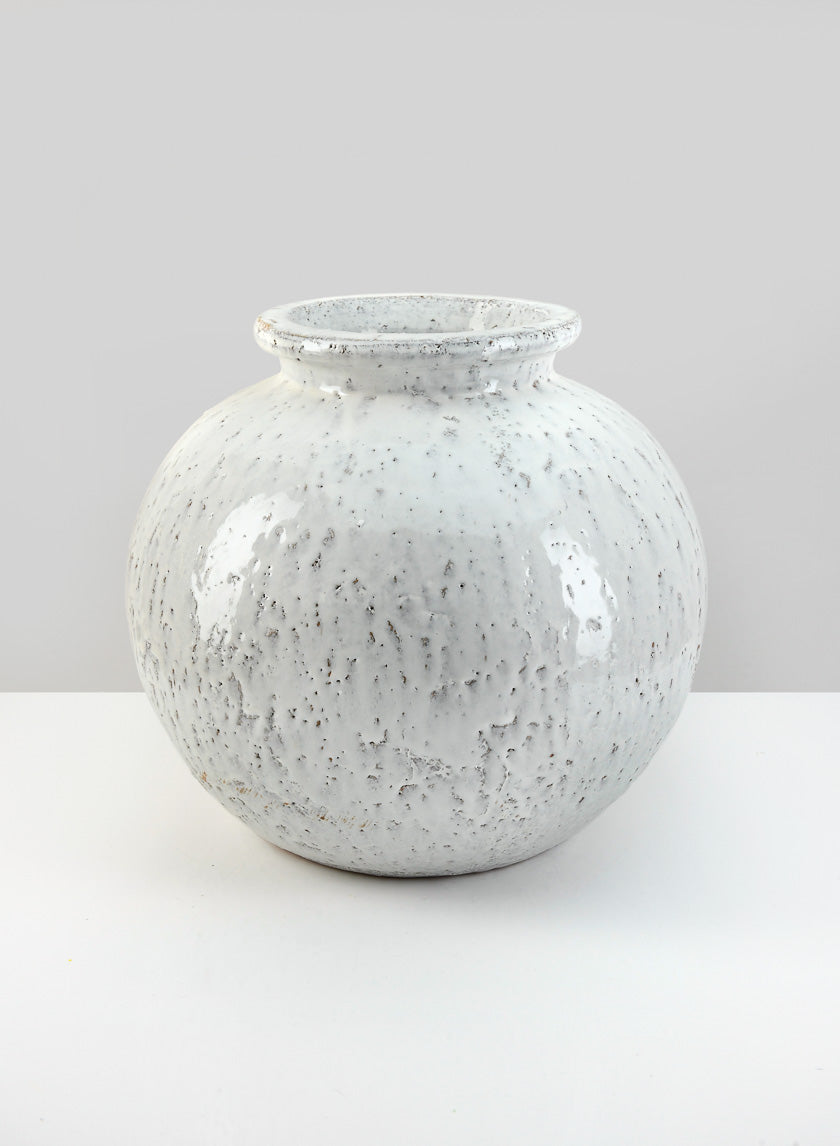 11.5in Wide Lebes Aged White Garden Urn Decor Jamali-garden