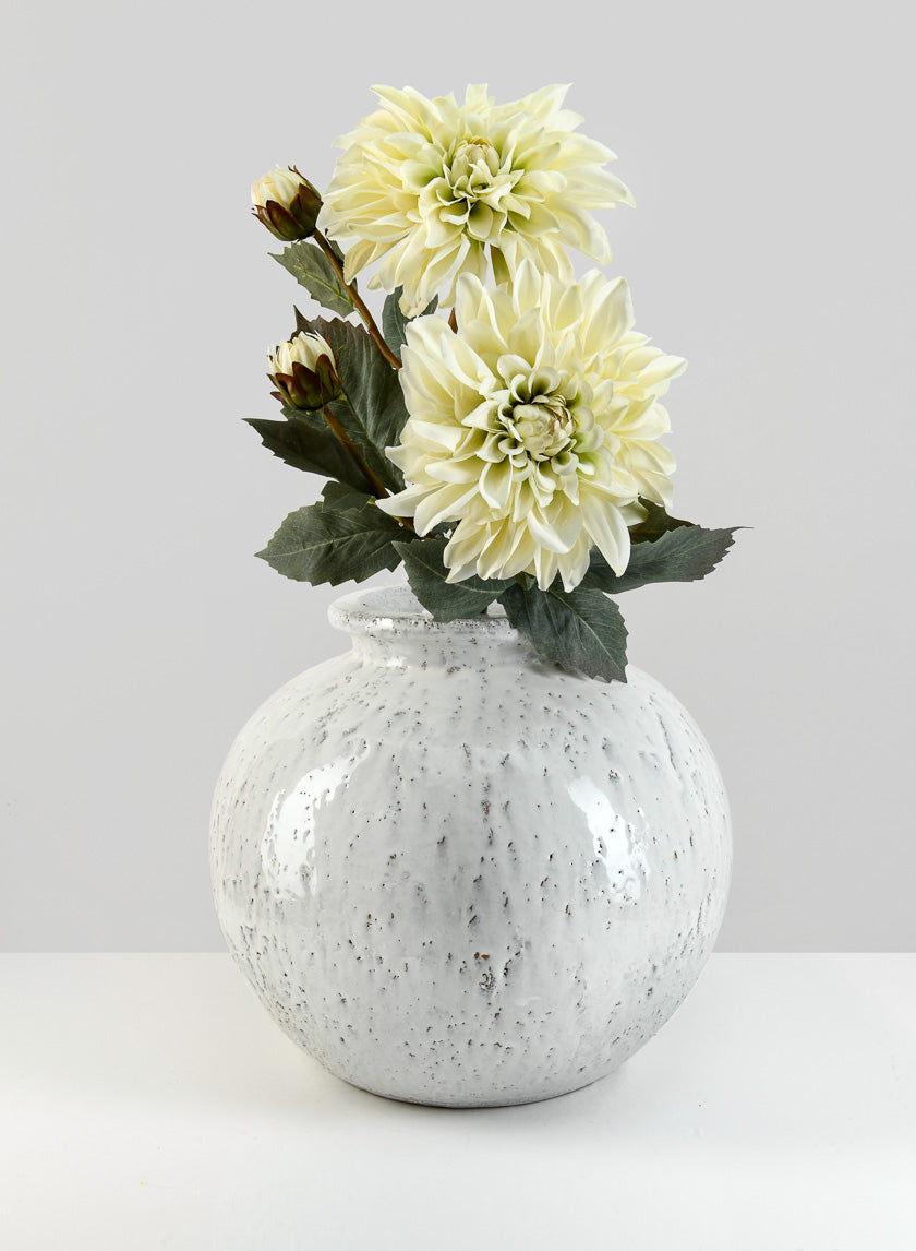 11.5in Wide Lebes Aged White Garden Urn Decor Jamali-garden