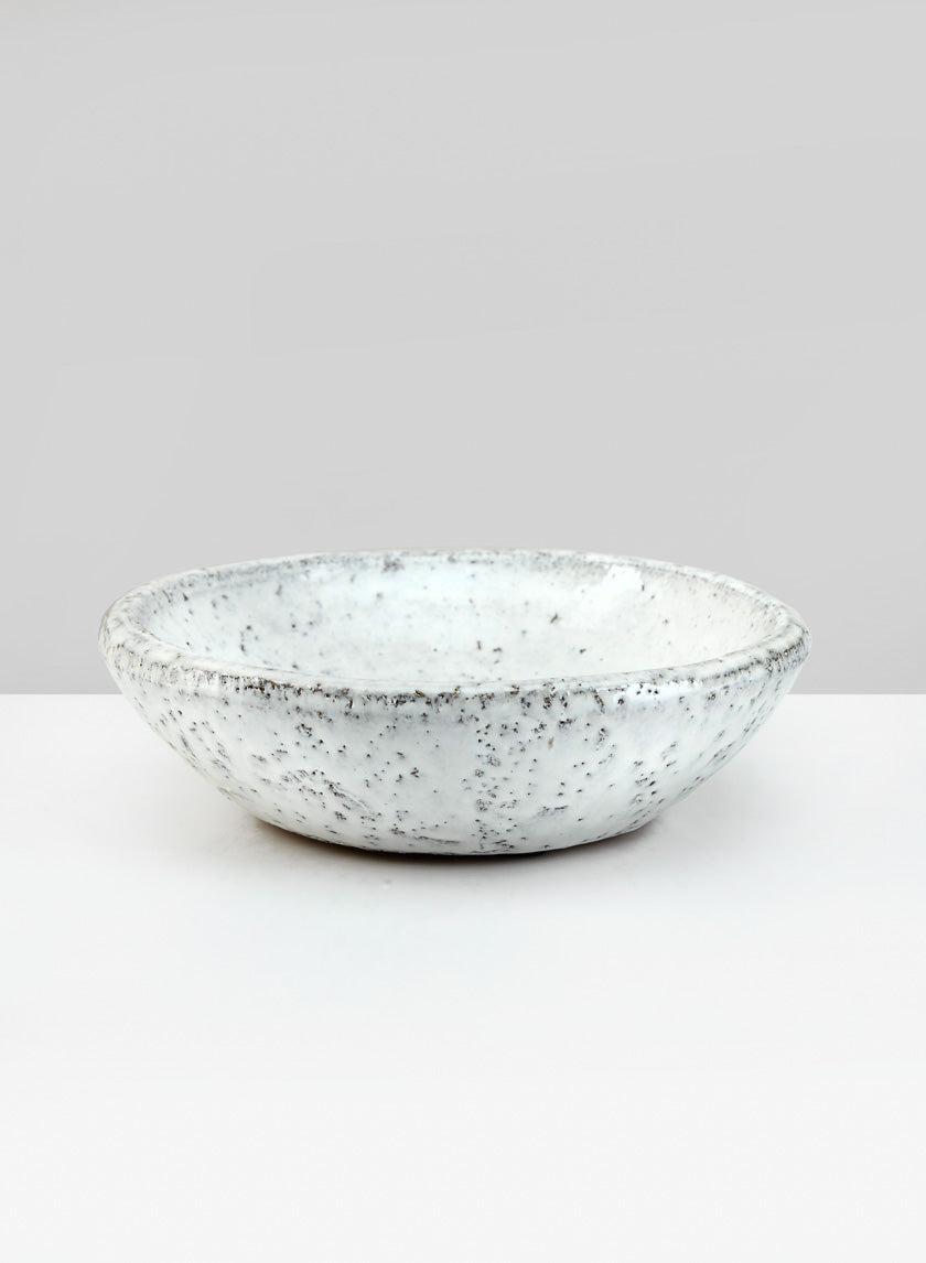 7in Wide Byzantine Aged White Shallow Bowl Decor Jamali-garden