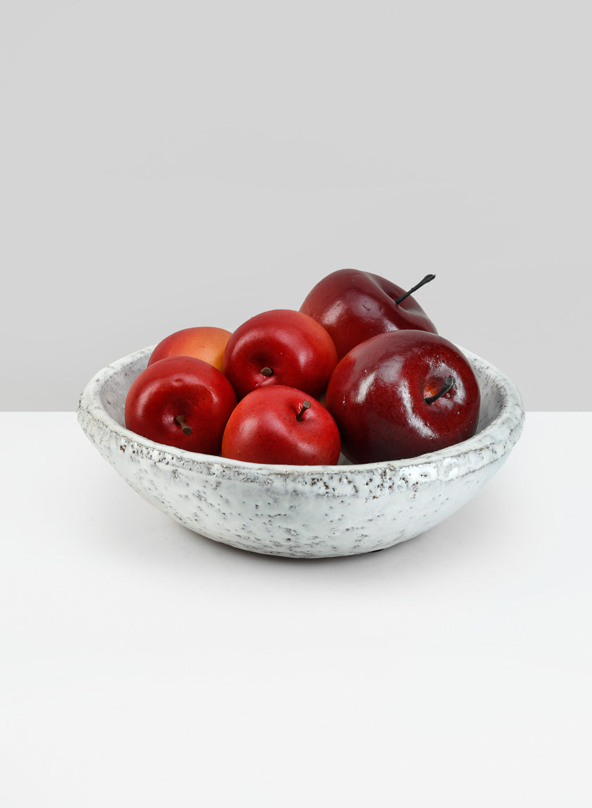 7in Wide Byzantine Aged White Shallow Bowl Decor Jamali-garden