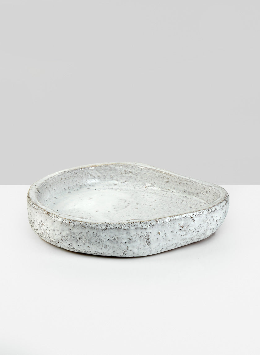 10.5in Wide Byzantine Aged White Shallow Bowl Decor Jamali-garden