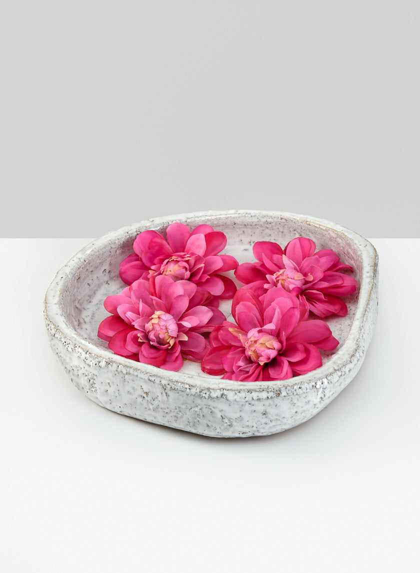 10.5in Wide Byzantine Aged White Shallow Bowl Decor Jamali-garden