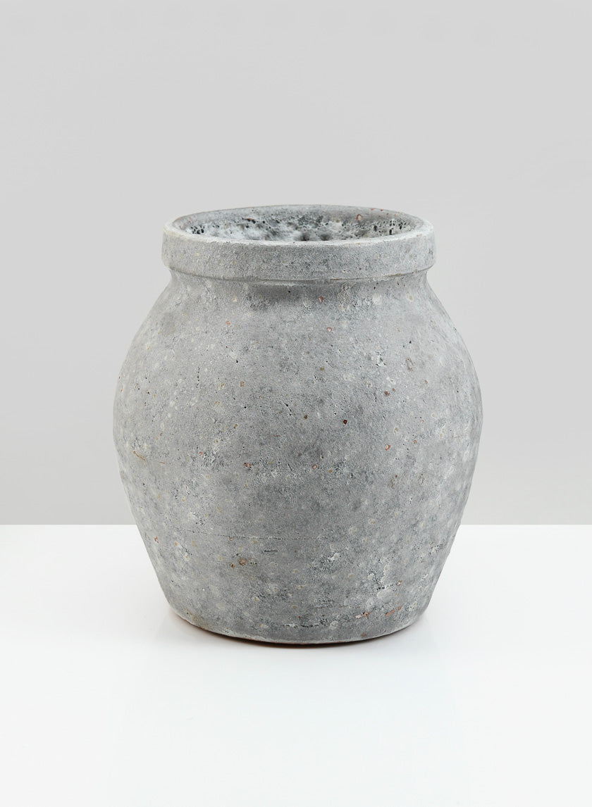 6in Tall Arita Aged Cement Amphora Vase Decor Jamali-garden
