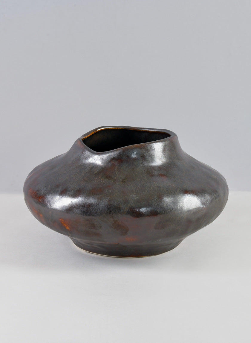 9in Wide Mashiko Aged Brown Artisan Bowl Decor Jamali-garden