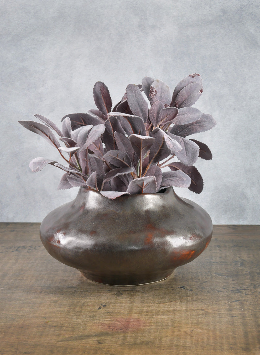 9in Wide Mashiko Aged Brown Artisan Bowl Decor Jamali-garden