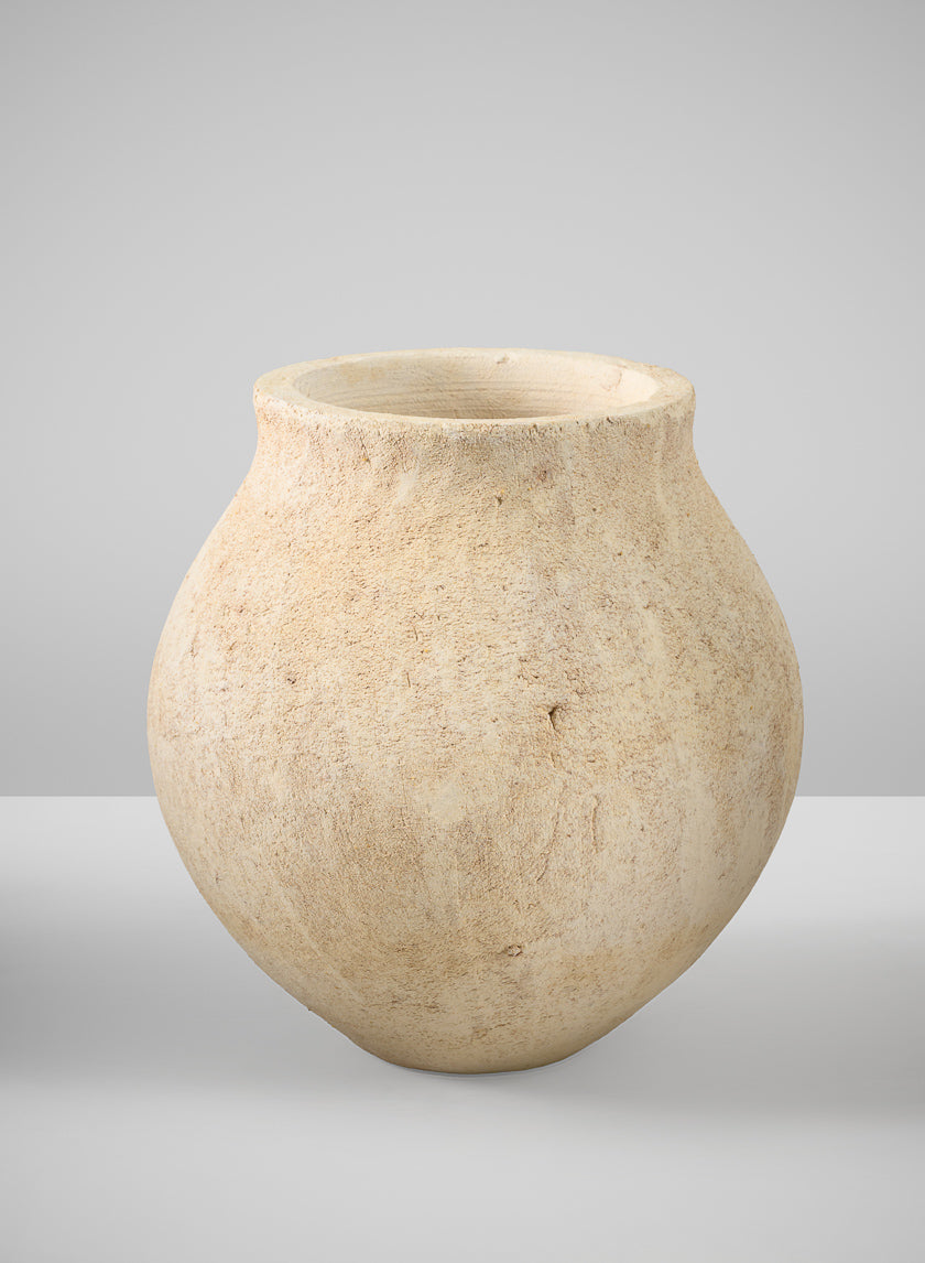 9in Tall Amadora Aged Sand Tone Stoneware Deco Vase, Case of 4 Decor Jamali-garden