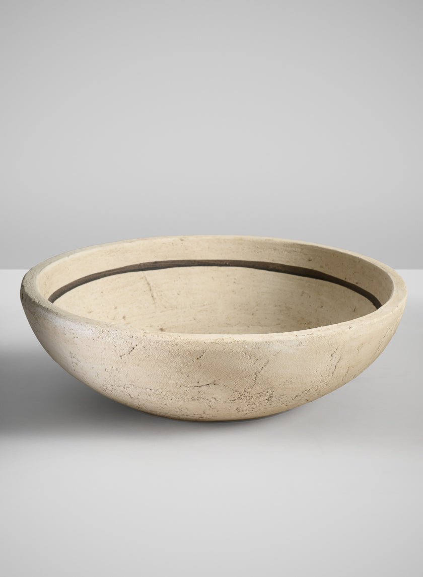 12in Wide Amadora Sand Tone Centerpiece Stonware Bowl Decor Jamali-garden