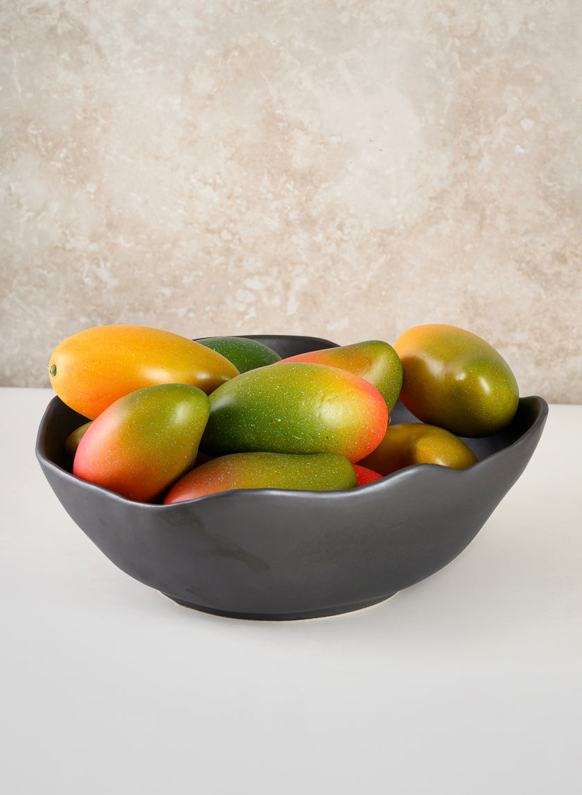 12in Wide Matte Black Ceramic Centerpiece Bowl Decor Jamali-garden