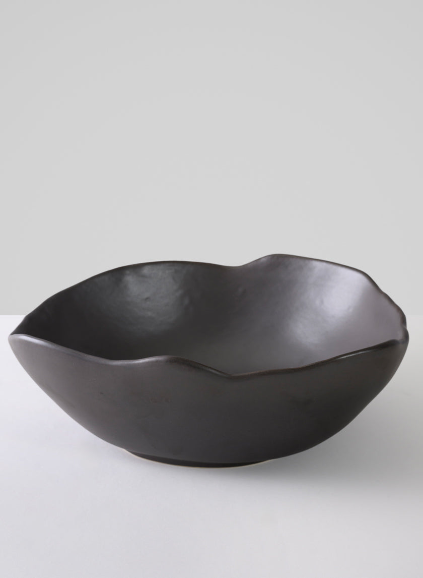 12in Wide Matte Black Ceramic Centerpiece Bowl Decor Jamali-garden