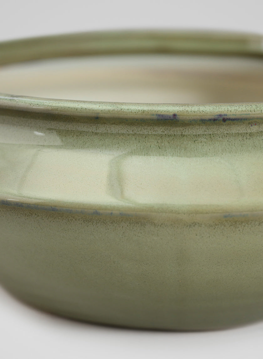 10.5in Wide Moss Green Glaze Ceramic Ikebana Bowl Decor Jamali-garden