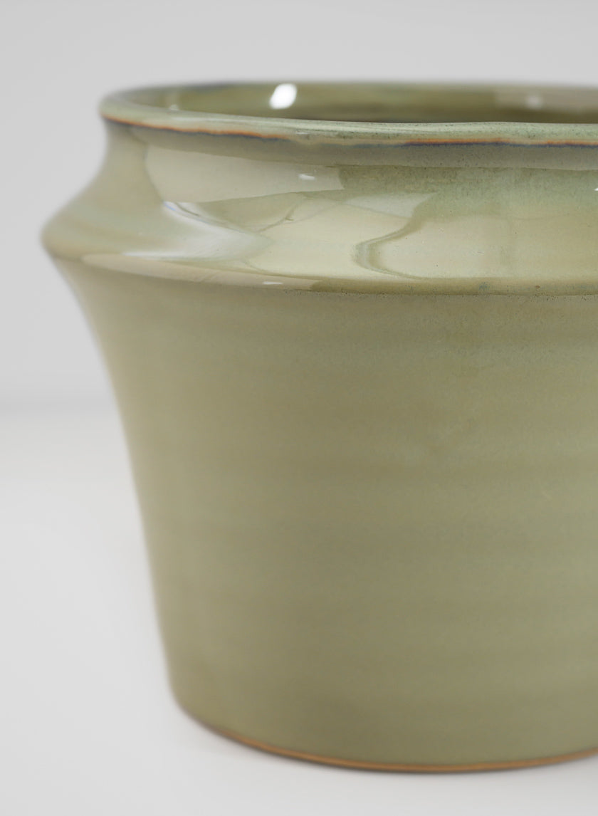 6in Tall Moss Green Glaze Ceramic Ikebana Planter Decor Jamali-garden
