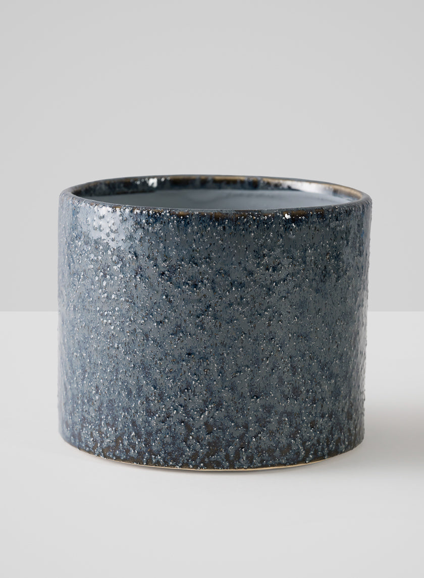 4.5in Tall Glaze Old Blue Ceramic Cylinder Vase Decor Jamali-garden