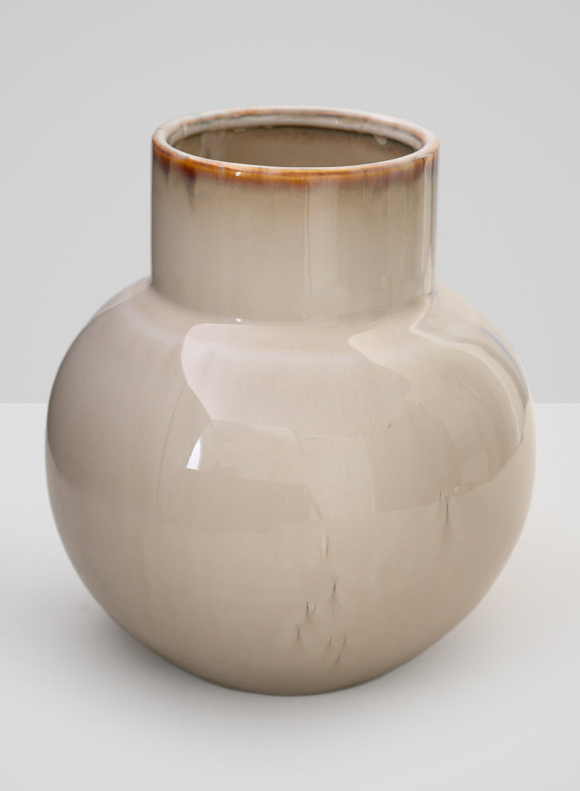 9.5in Tall Ivory Glaze Ceramic Akaibara Vase Decor Jamali-garden