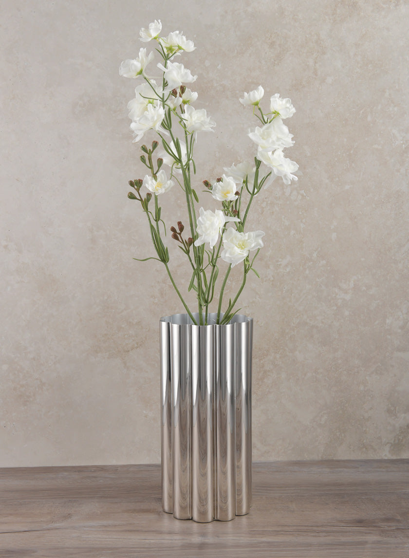 9.75in Tall Nuage Silver Stainless Steel Vase Decor Jamali-garden