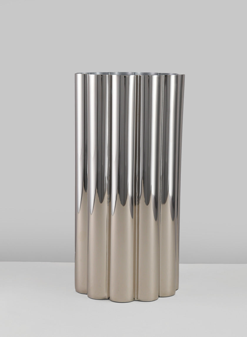 9.75in Tall Nuage Silver Stainless Steel Vase Decor Jamali-garden