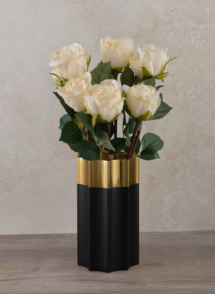 7.75in Tall Narita Black and Gold Stainless Steel Vase Decor Jamali-garden