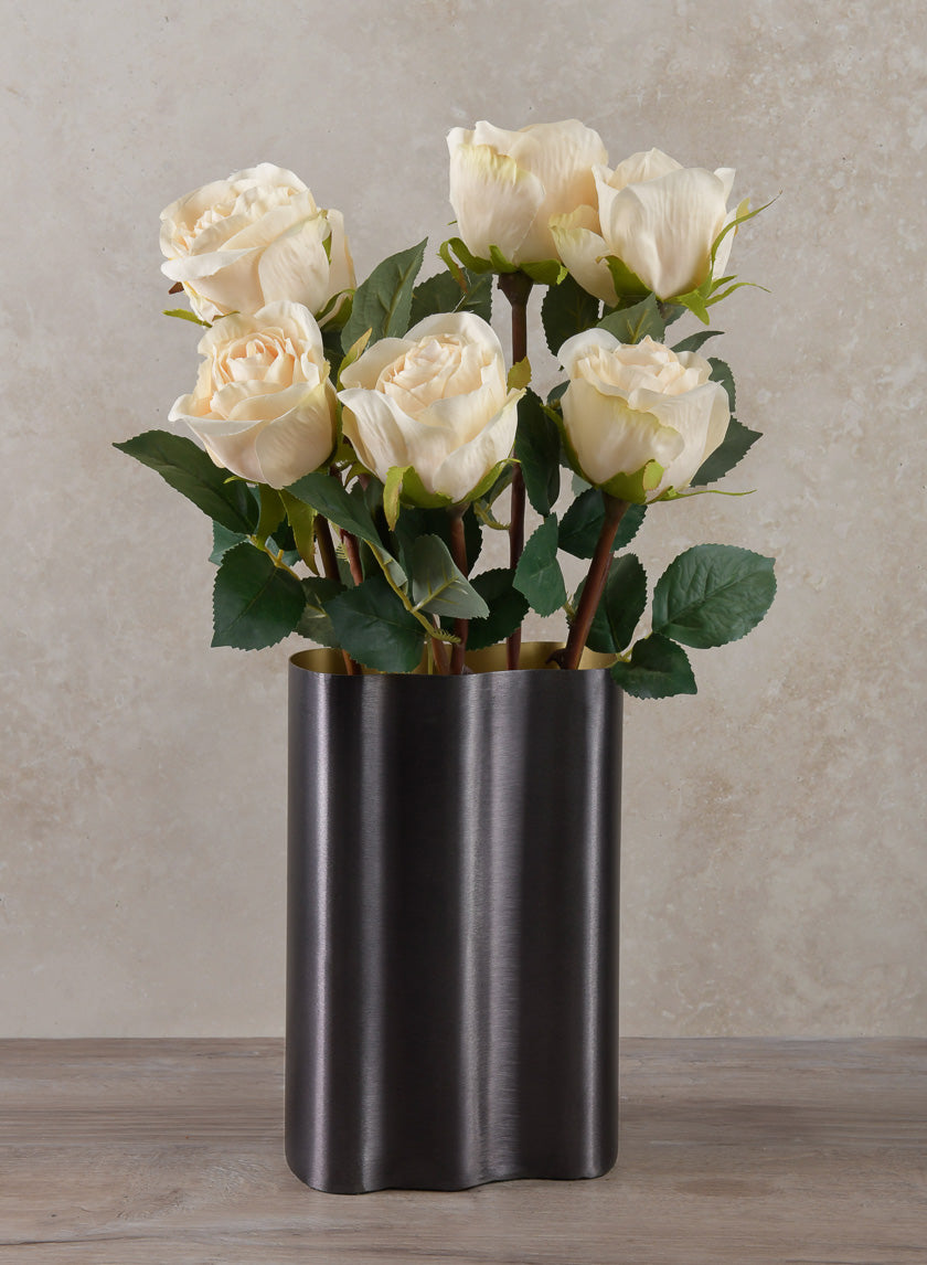 8in Tall Black Cobra Brushed Stainless Steel Vase Decor Jamali-garden