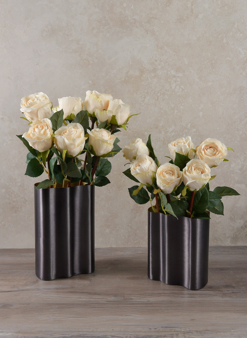 8in Tall Black Cobra Brushed Stainless Steel Vase Decor Jamali-garden