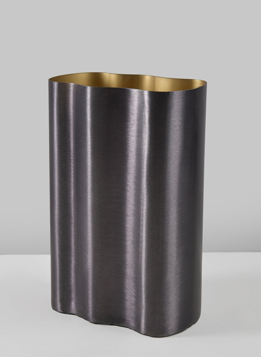 8in Tall Black Cobra Brushed Stainless Steel Vase Decor Jamali-garden