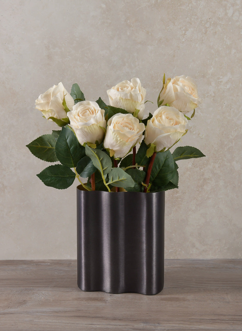 6in Tall Black Cobra Brushed Stainless Steel Vase Decor Jamali-garden