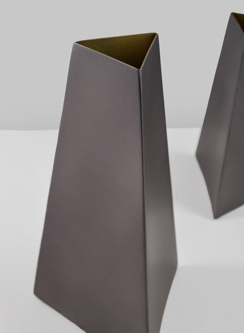 8.25in Tall Pisa Triangle Stainless Steel Vase Decor Jamali-garden