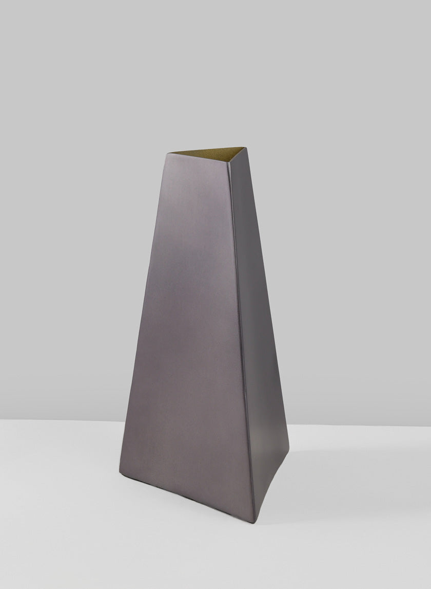 8.25in Tall Pisa Triangle Stainless Steel Vase Decor Jamali-garden